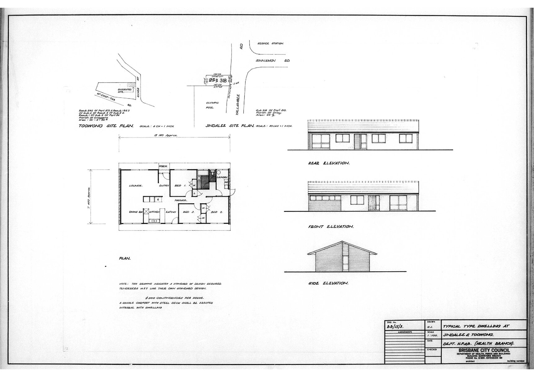 Plans Former Toowong Pool - Coronation Drive - 1959