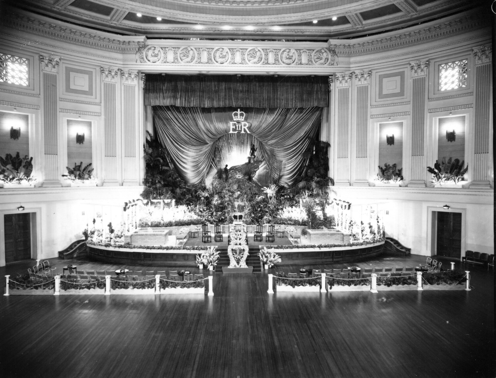 City Hall Stage Decorated for Royal Visit - 1954