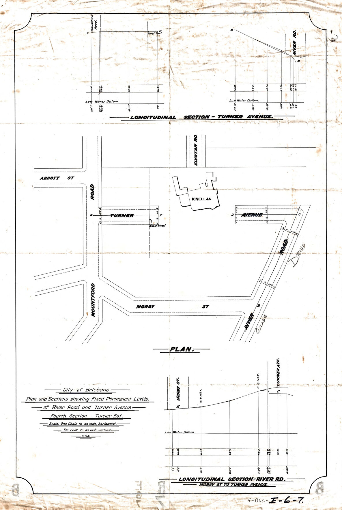 Plan of houses on Oxlade Drive and Kinellan house, New Farm - 1914