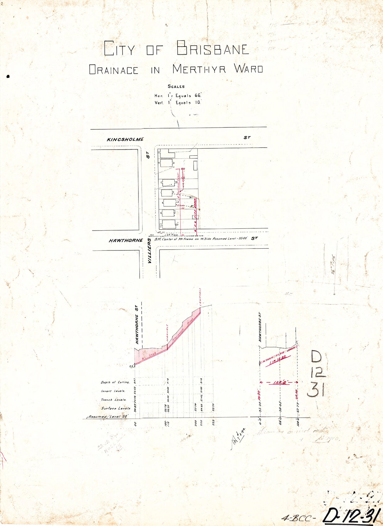 Drainage for houses on corners of Kingsholme, Villiers and Hawthorne Street, New Farm - 1910
