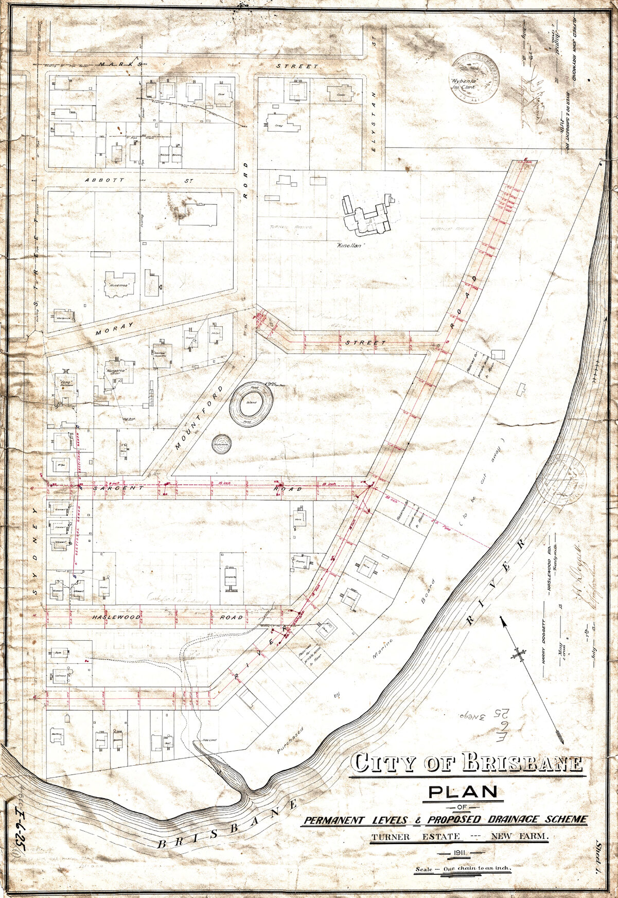 Turner Estate - proposed levels and drainage scheme, New Farm - 1911