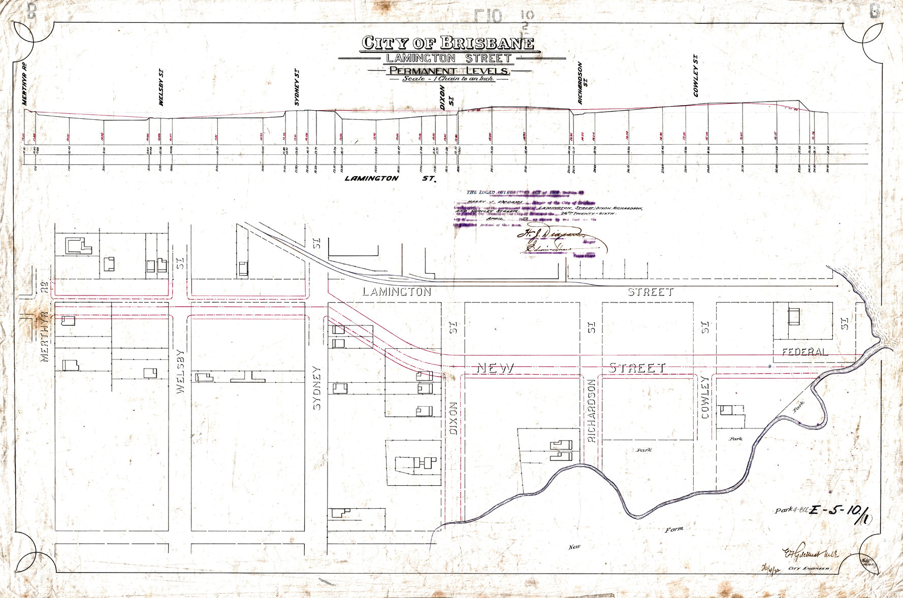 Lamington Street permanent levels, New Farm - 1922