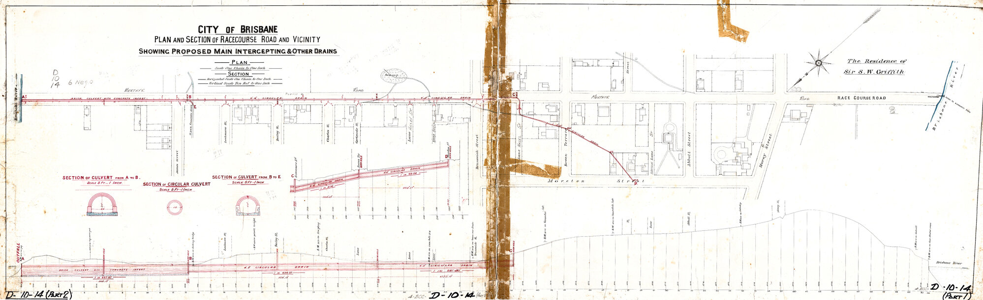 Houses along Merthyr Road and corners of side streets, New Farm  - 1888