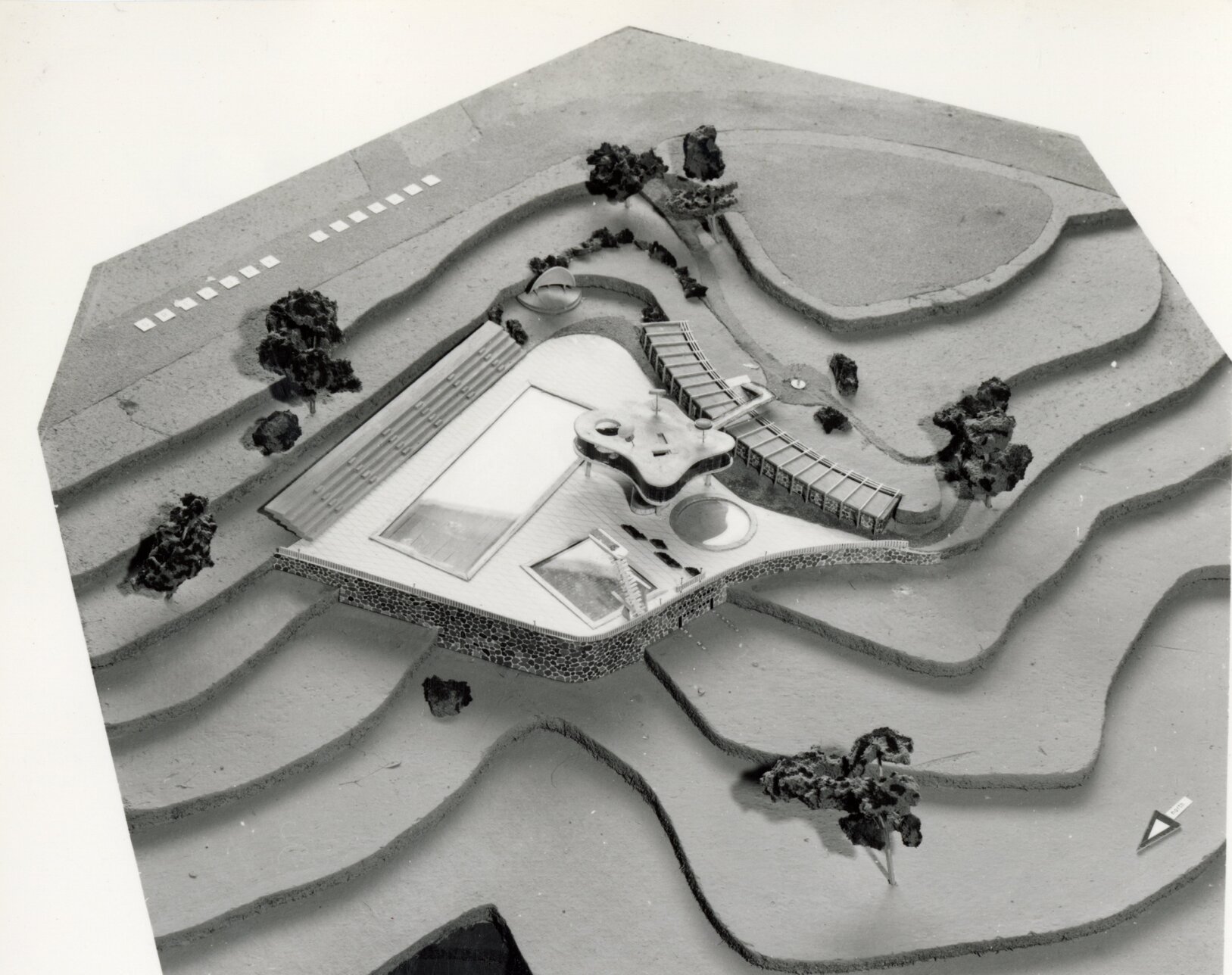 Centenary Pool construction site and model - 1957