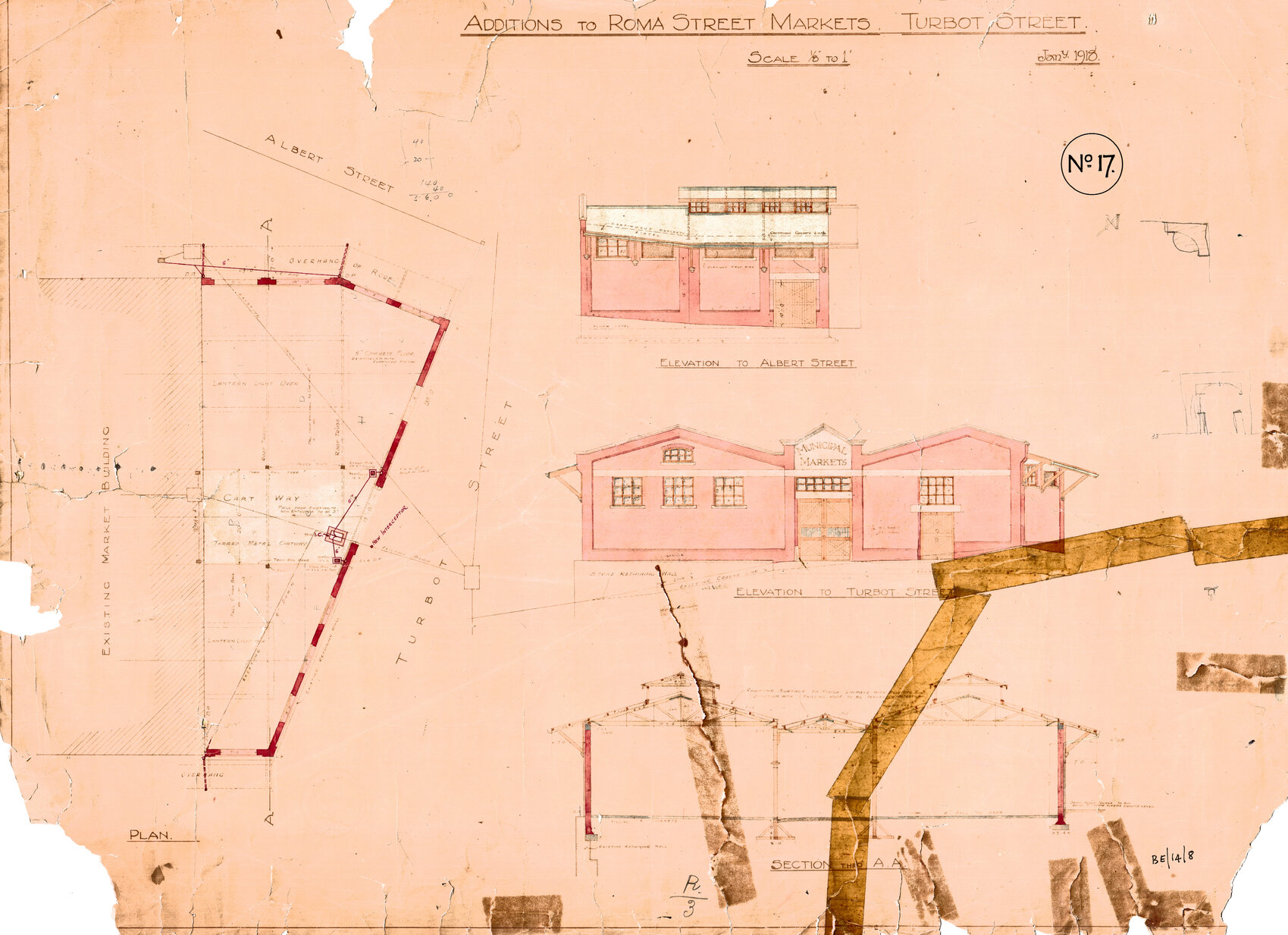 Additions to Roma Street Markets, Brisbane City - 1918