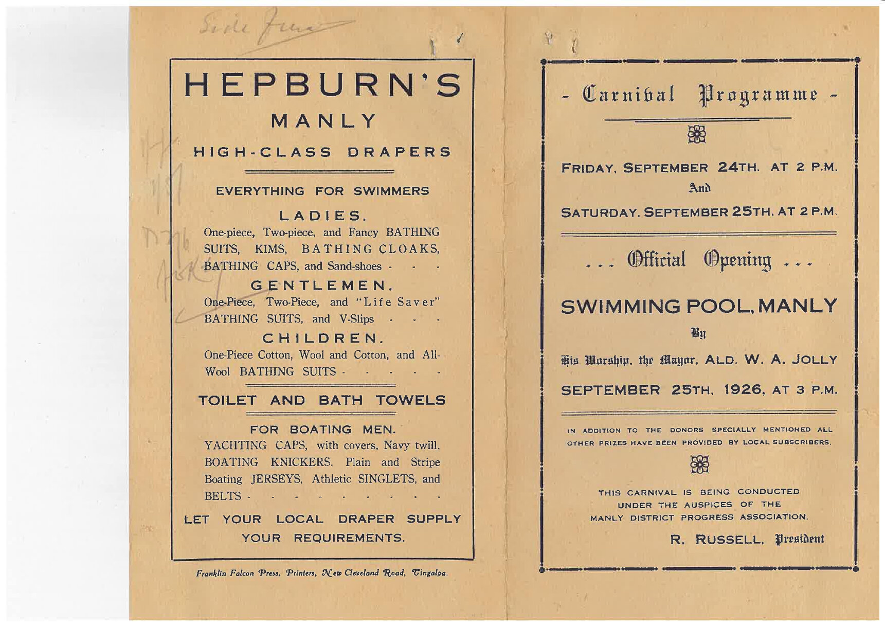 Manly Pool Opening Carnival - 1926
