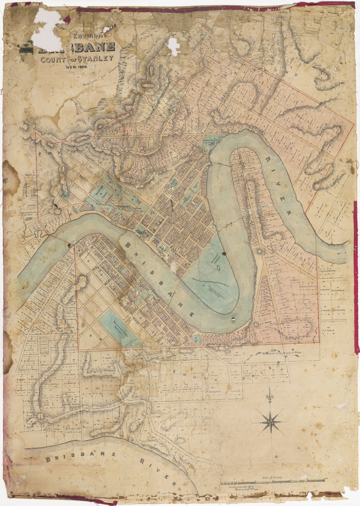 Brisbane Parish Map showing original boundaries Brisbane Municipal Council 1859