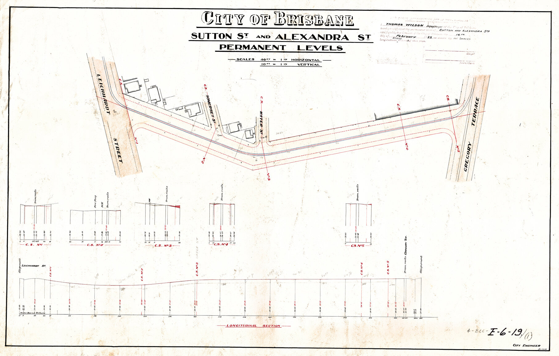 Sutton Street [now demolished] and Alexandra Street permanent levels, Bowen Hills - 1924