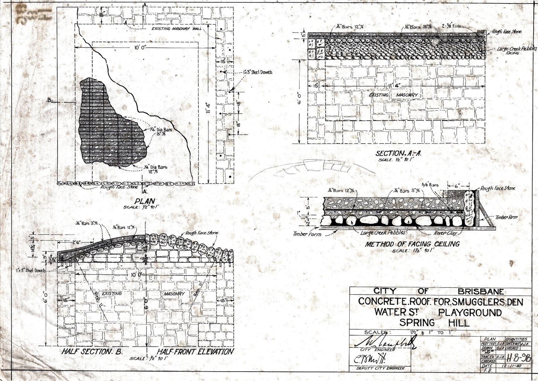 Plan for smugglers den play area, Water Street Playground, Spring Hill