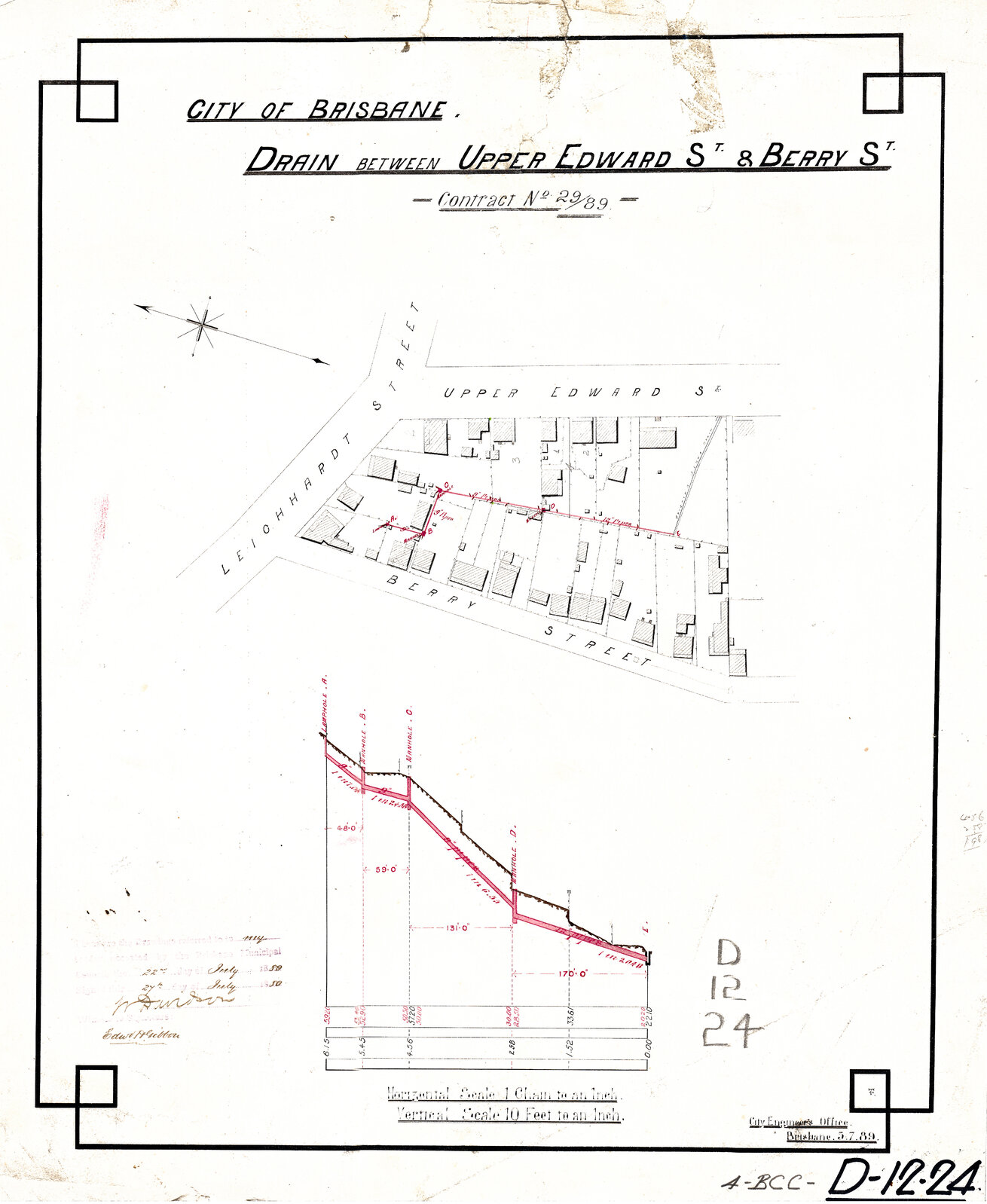 Drain between Upper Edward Street and Berry Street, Spring Hill - 1889