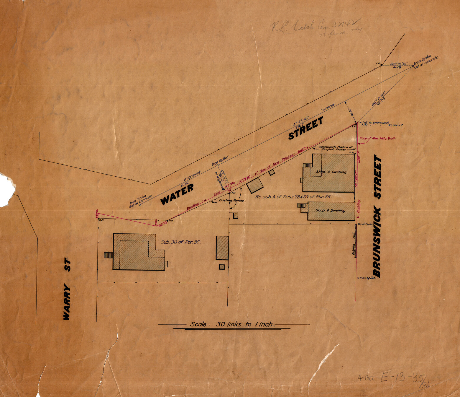 House footprints on corner of Warry, Water and Brunswick Street, Fortitude Valley