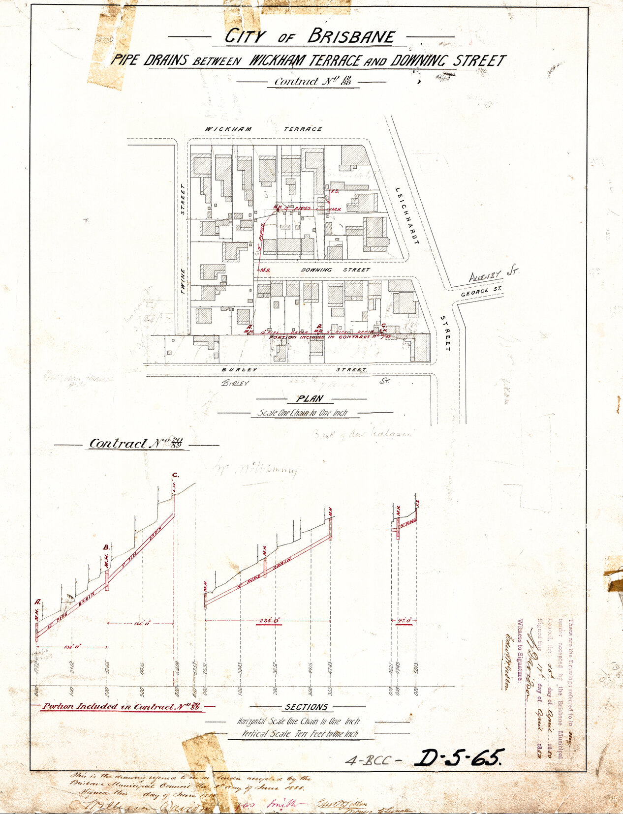 Pipe drains between Wickham Terrace and Downing Street, Spring Hill - 1889