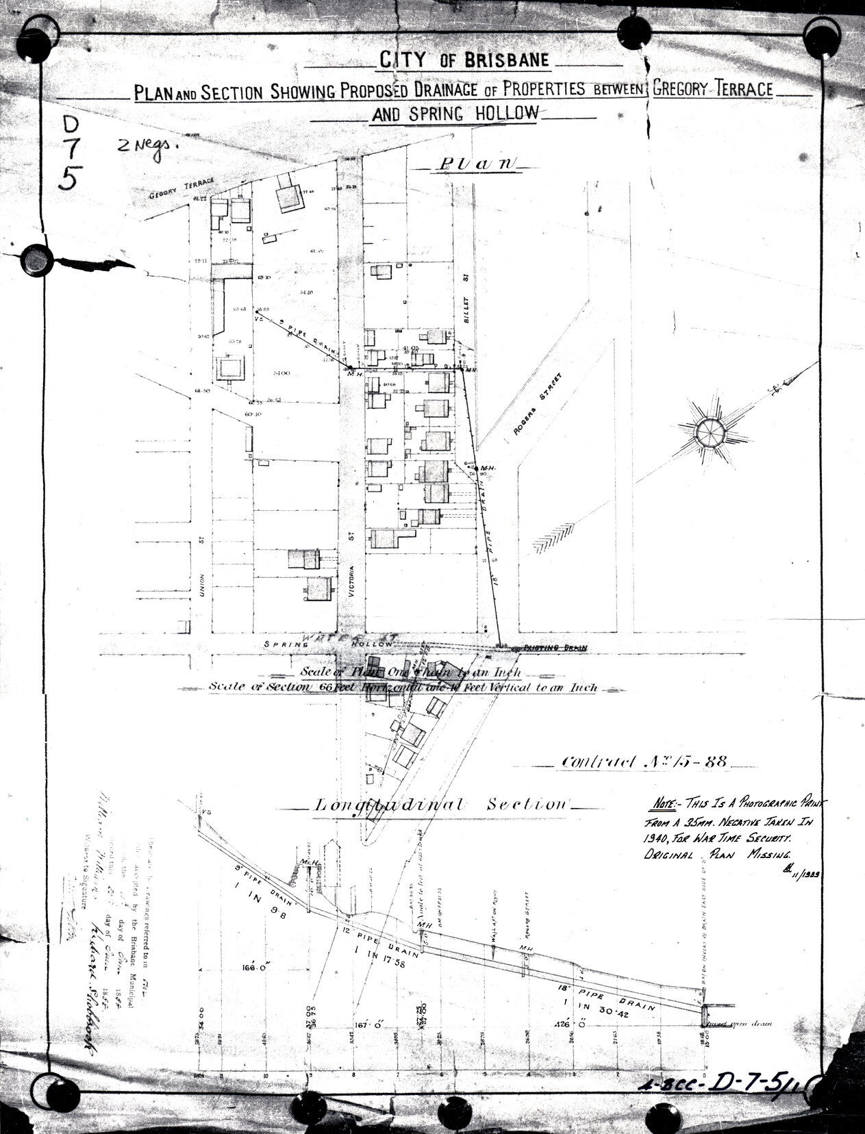 Drainage of properties between Gregory Terrace and Spring Hollow, Spring Hill - 1888