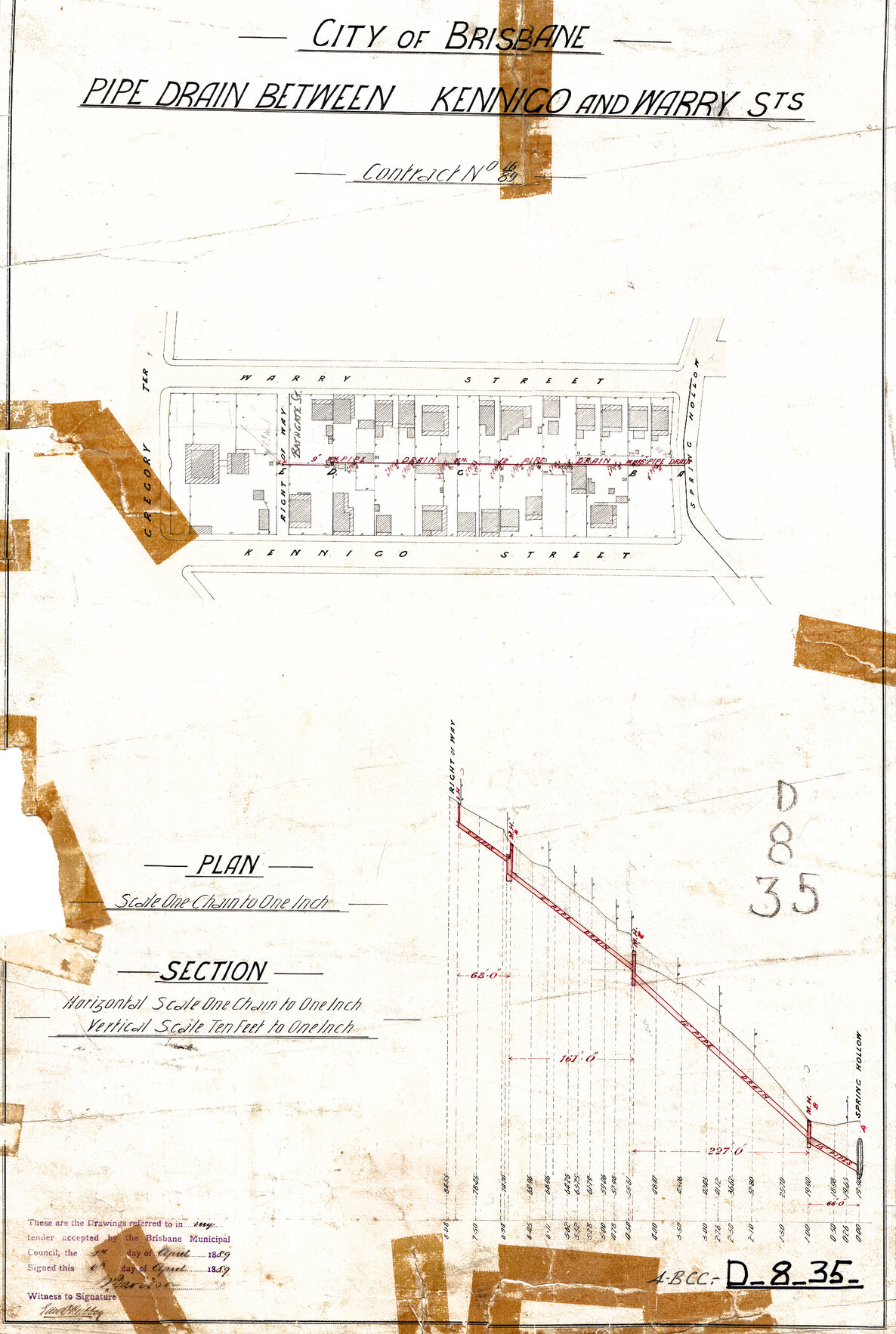 Pipe drain between Kennigo and Warry Street, Spring Hill and Fortitude Valley - 1889