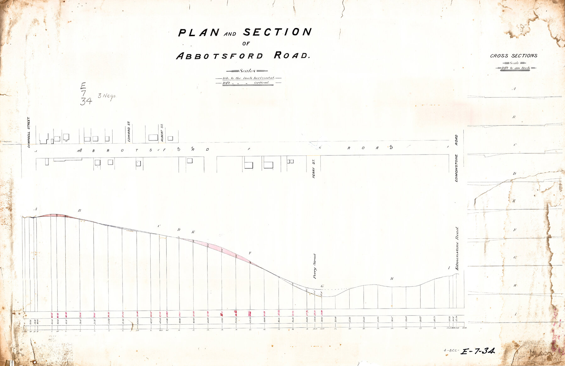 Plan and section of Abbottsford Road, Bowen Hills - 1887