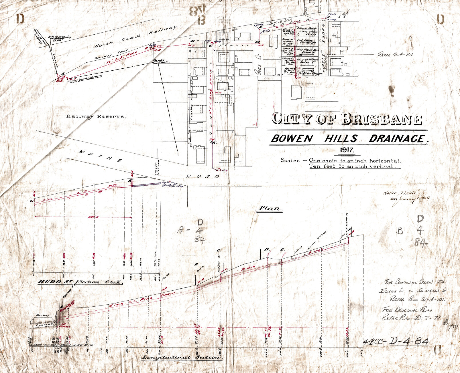 Drainage of Mayne Road, Hudd and Jaimeson Street, Bowen Hills - 1917