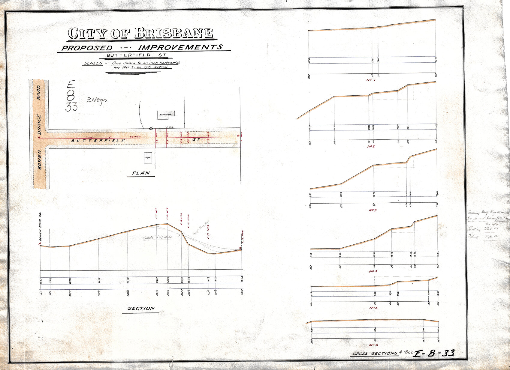 Butterfield Street with permanent levels, Herston - 1914