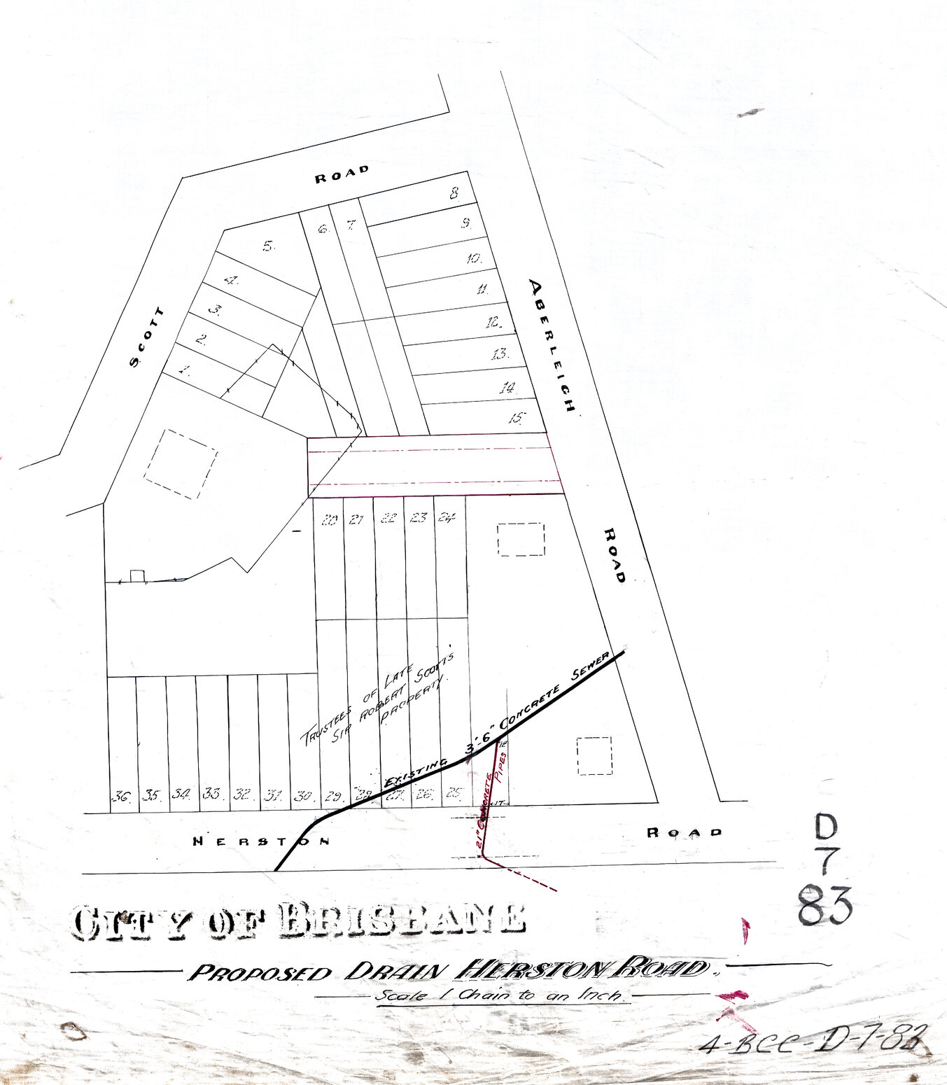 Proposed drain Herston Road, Herston