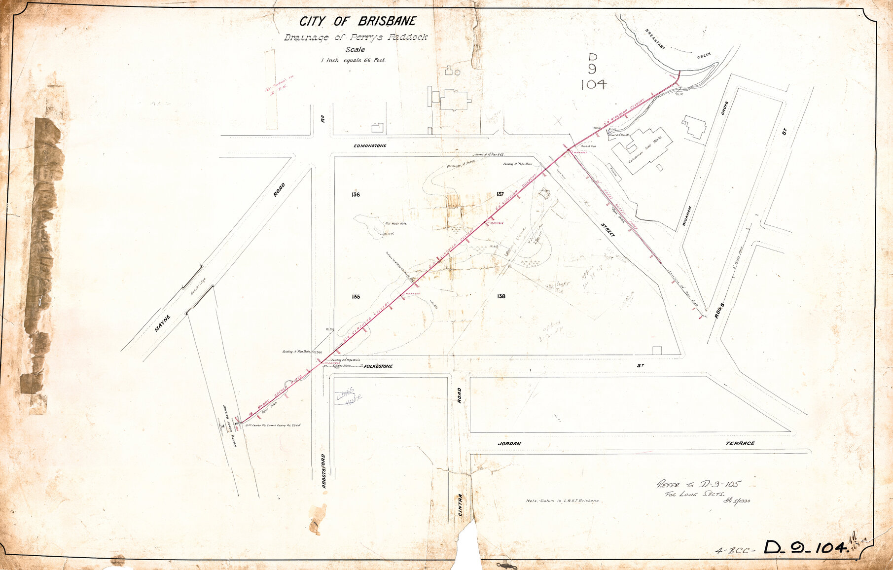 Drainage of Perry's Paddock, Bowen Hills - 1909