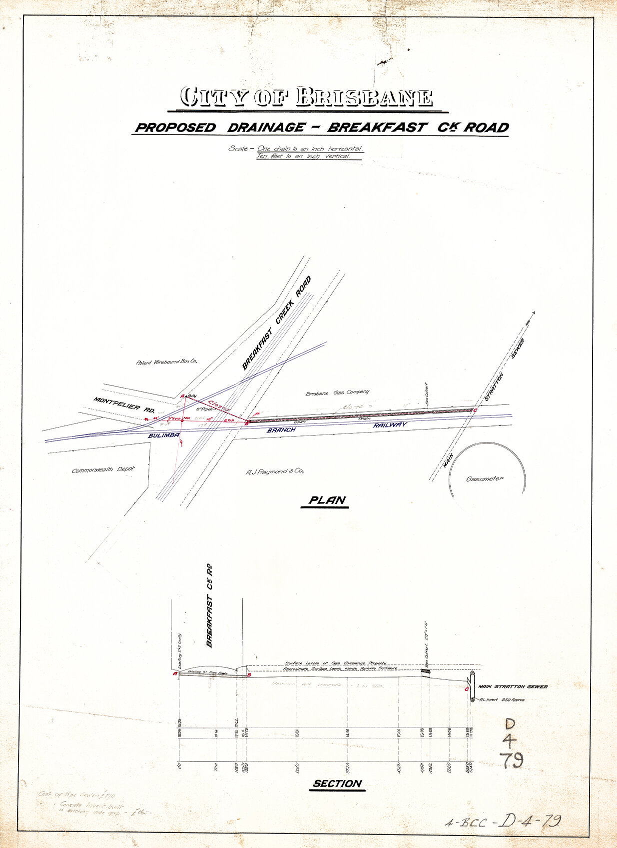 Drainage of intersection of Montpelier and Breakfast Creek Road, Bowen Hills - 1915