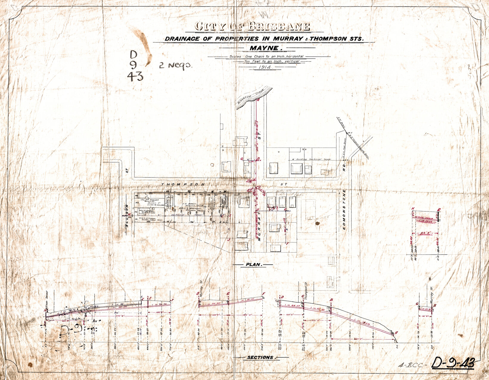 Drainage of properties in Murray and Thompson Street, Bowen Hills - 1914