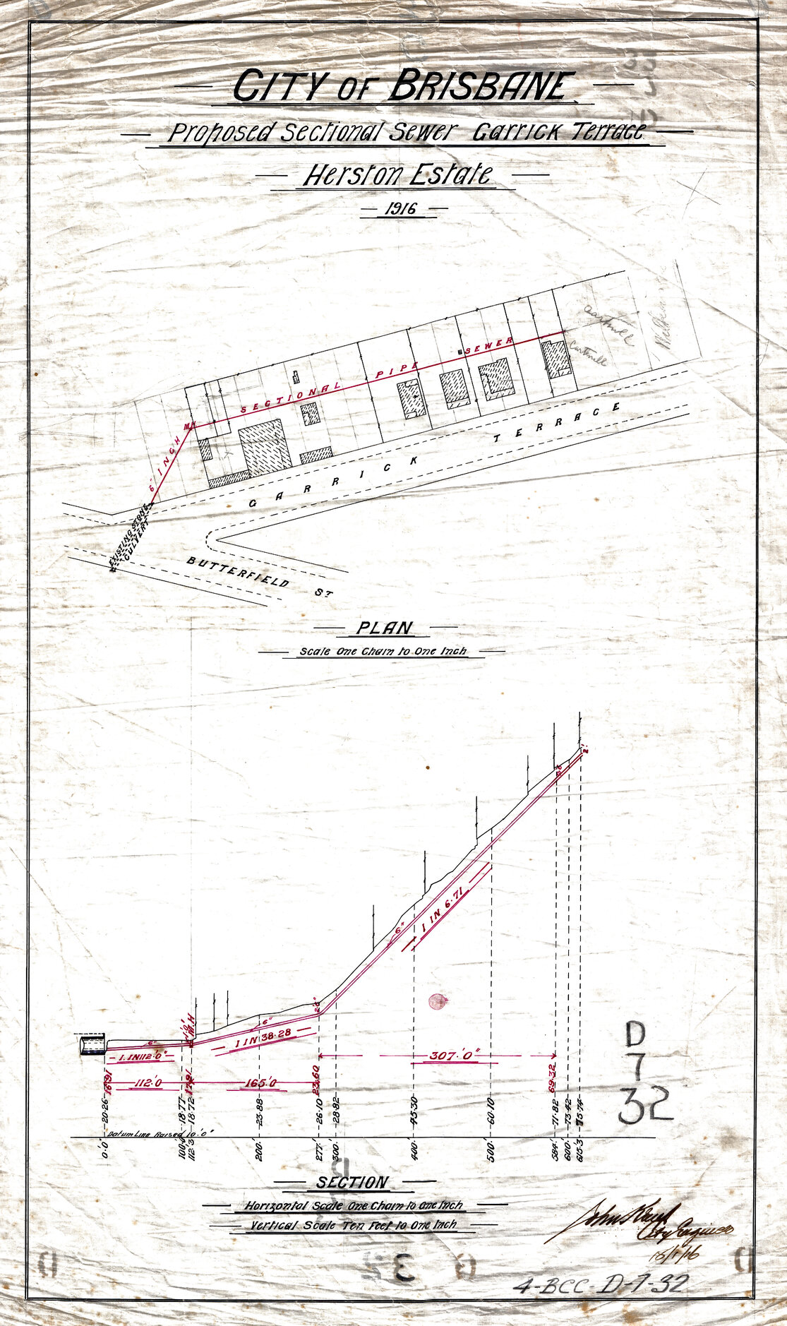 Proposed drainage of Herston Estate - 1913, 1916