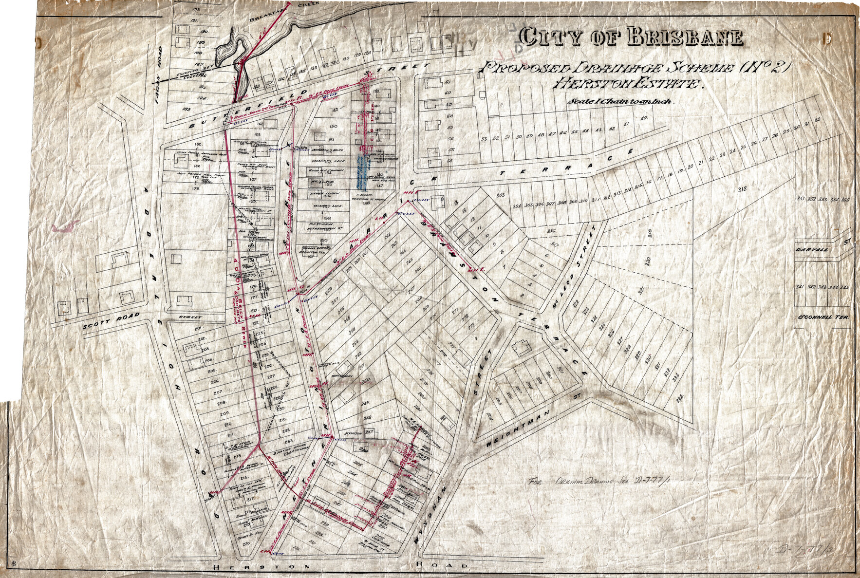 Proposed drainage scheme (No. 2) of Herston Estate c. 1916