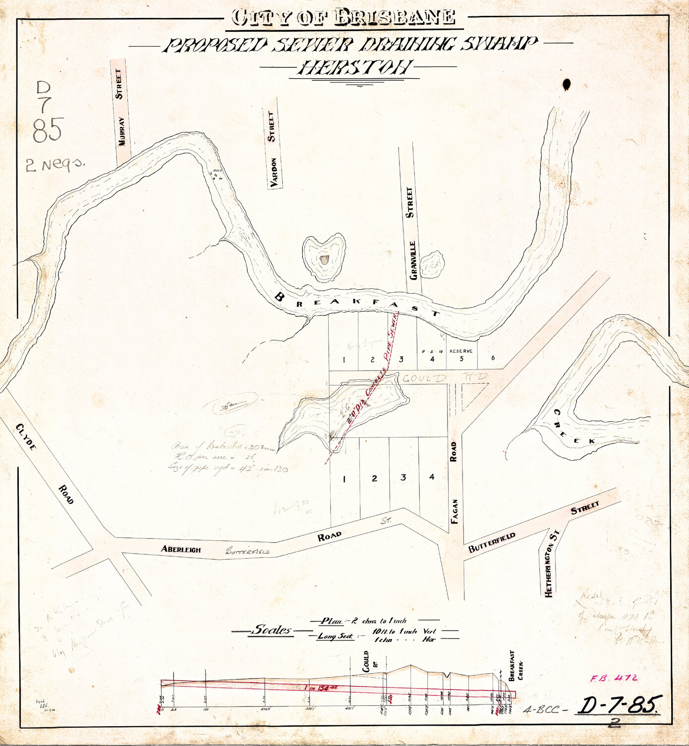Proposed sewer draining swamp, Herston and Windsor - 1911, 1916