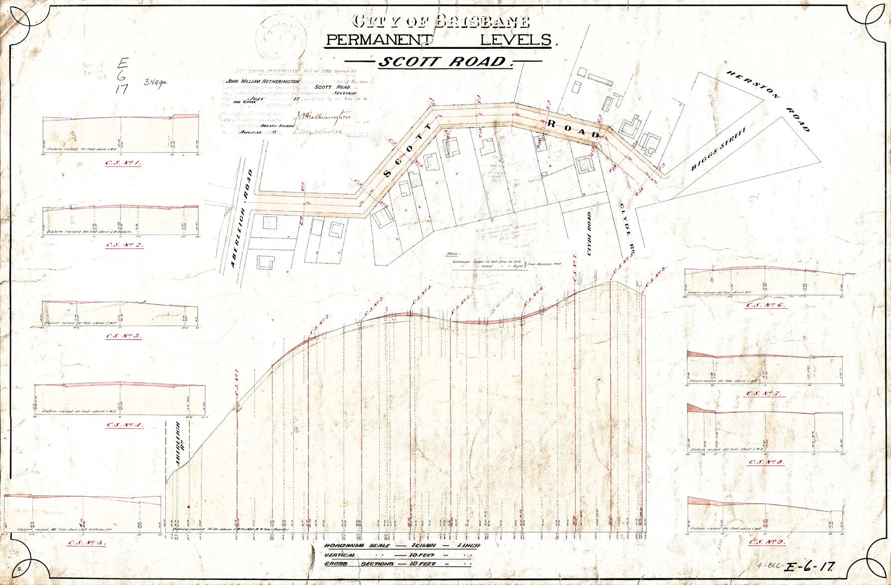 Permanent levels of Scott Road, Herston - 1919