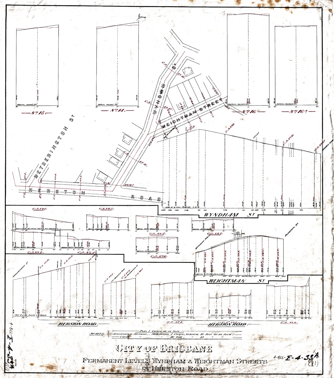 Permanent levels, Wyndham and Weightman Street - 1918