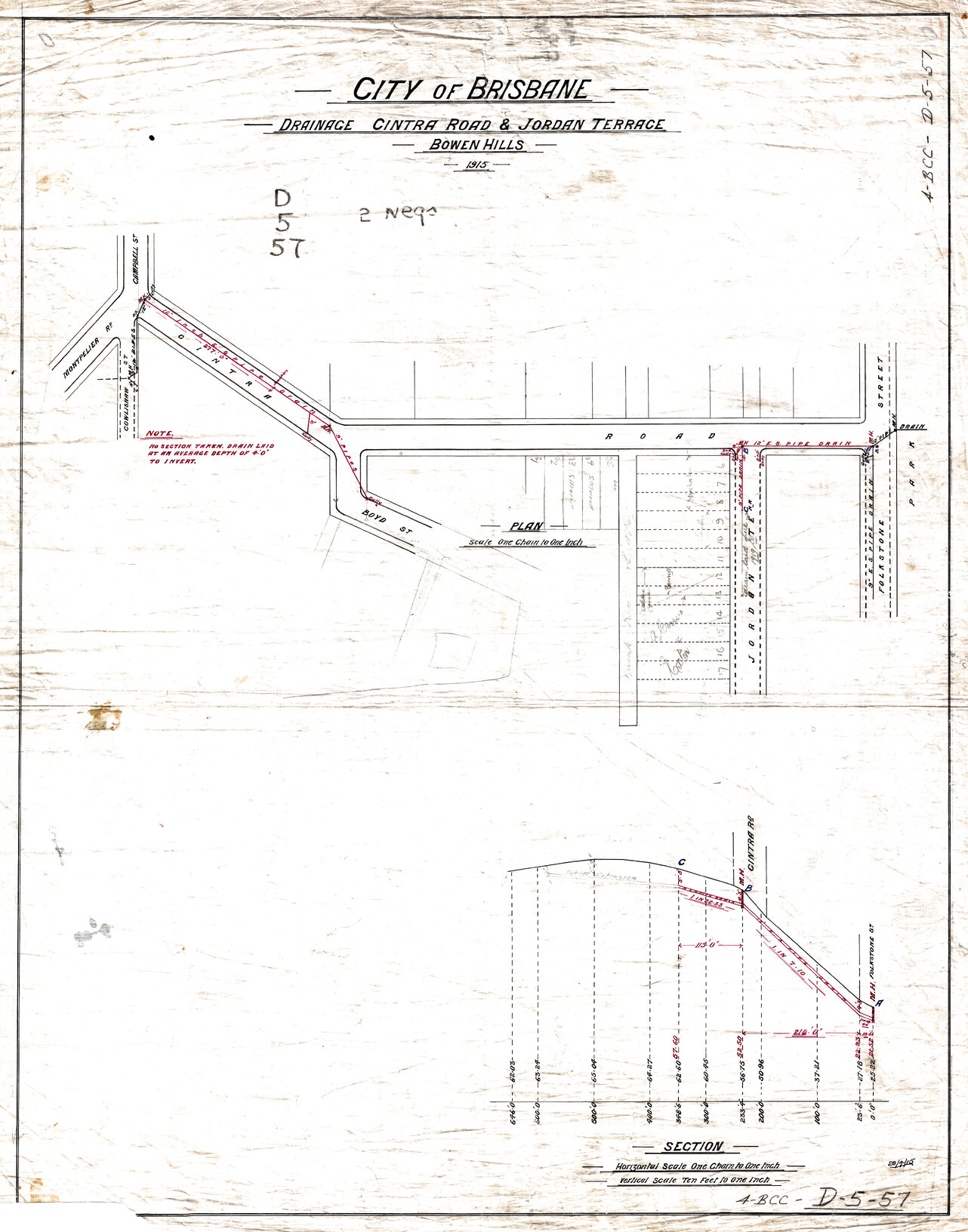 Drainage, Cintra Road and Jordan Terrace, Bowen Hills - 1915