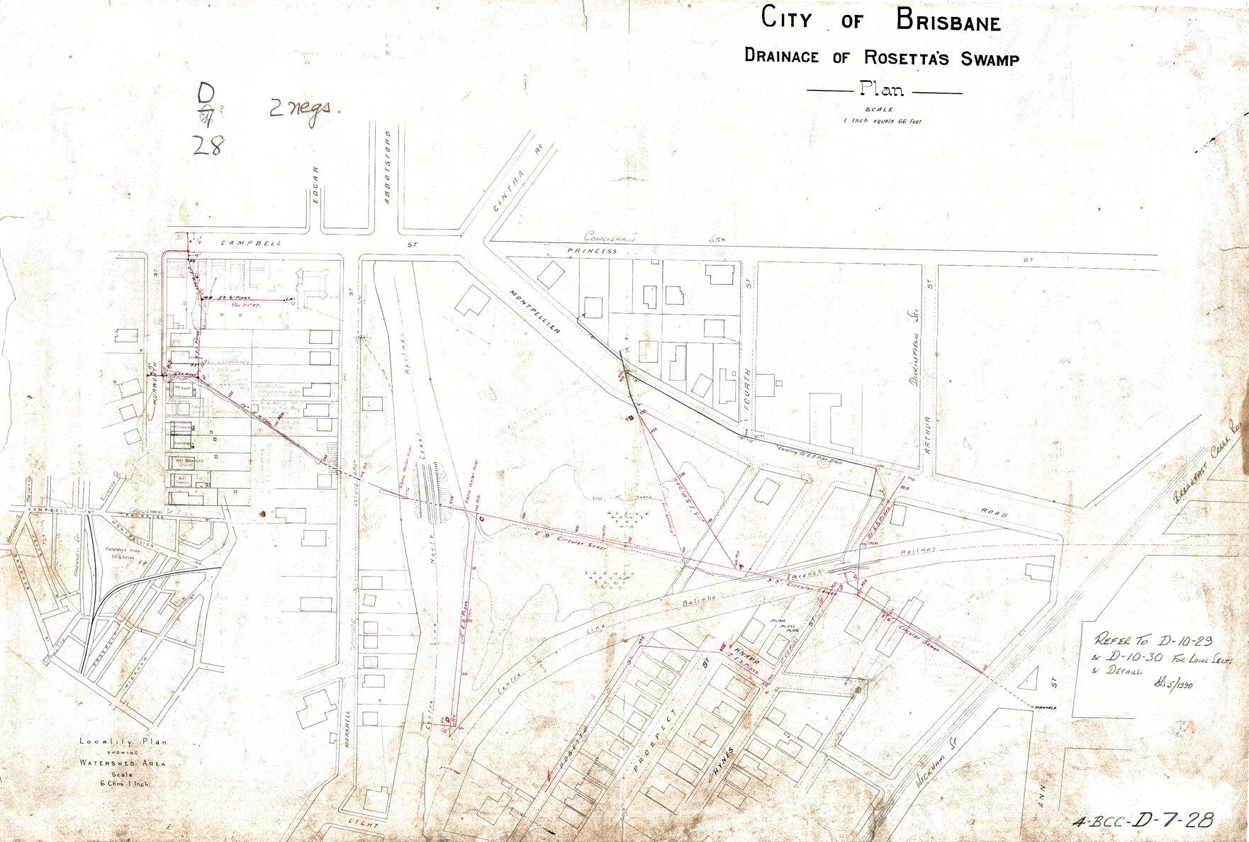 Drainage plan of Rosetta's Swamp, Bowen Hills - 1890