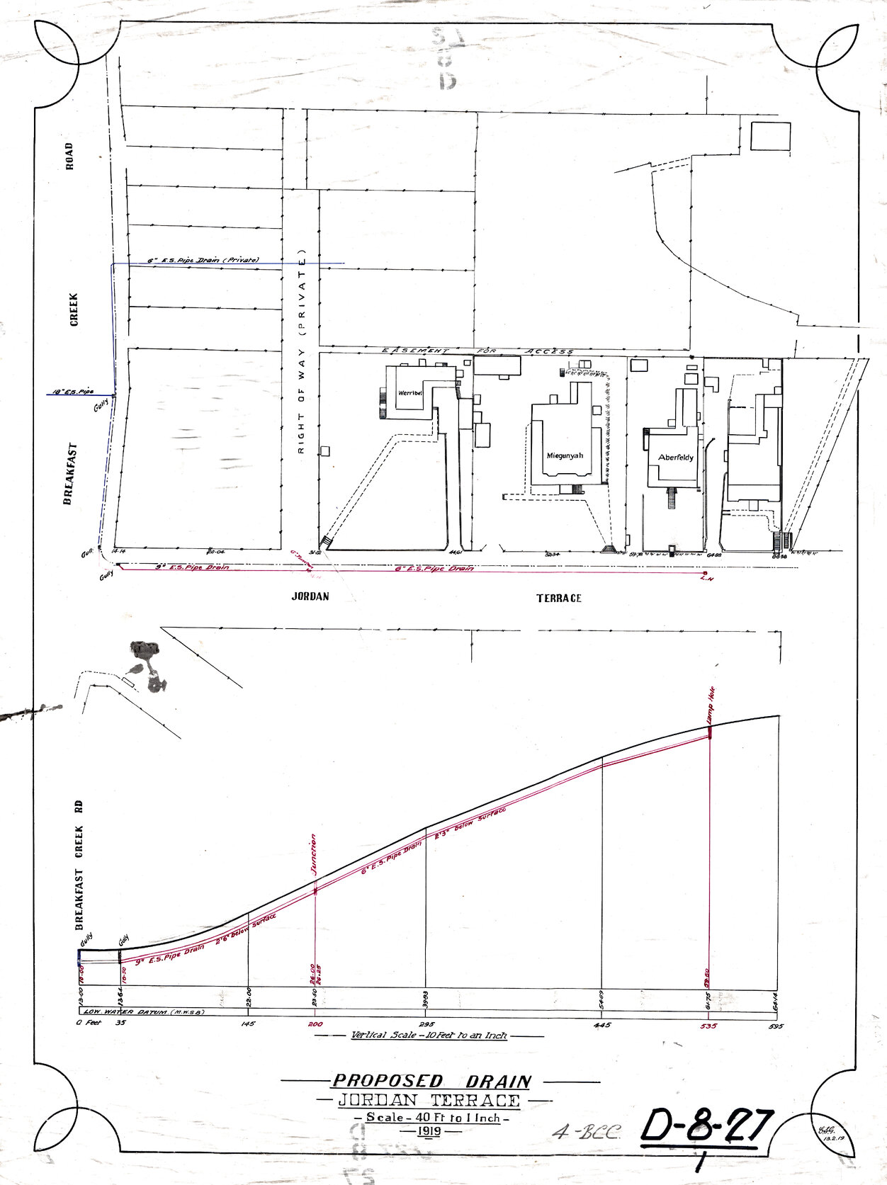 Proposed drain, Jordan Terrace, Bowen Hills - 1919