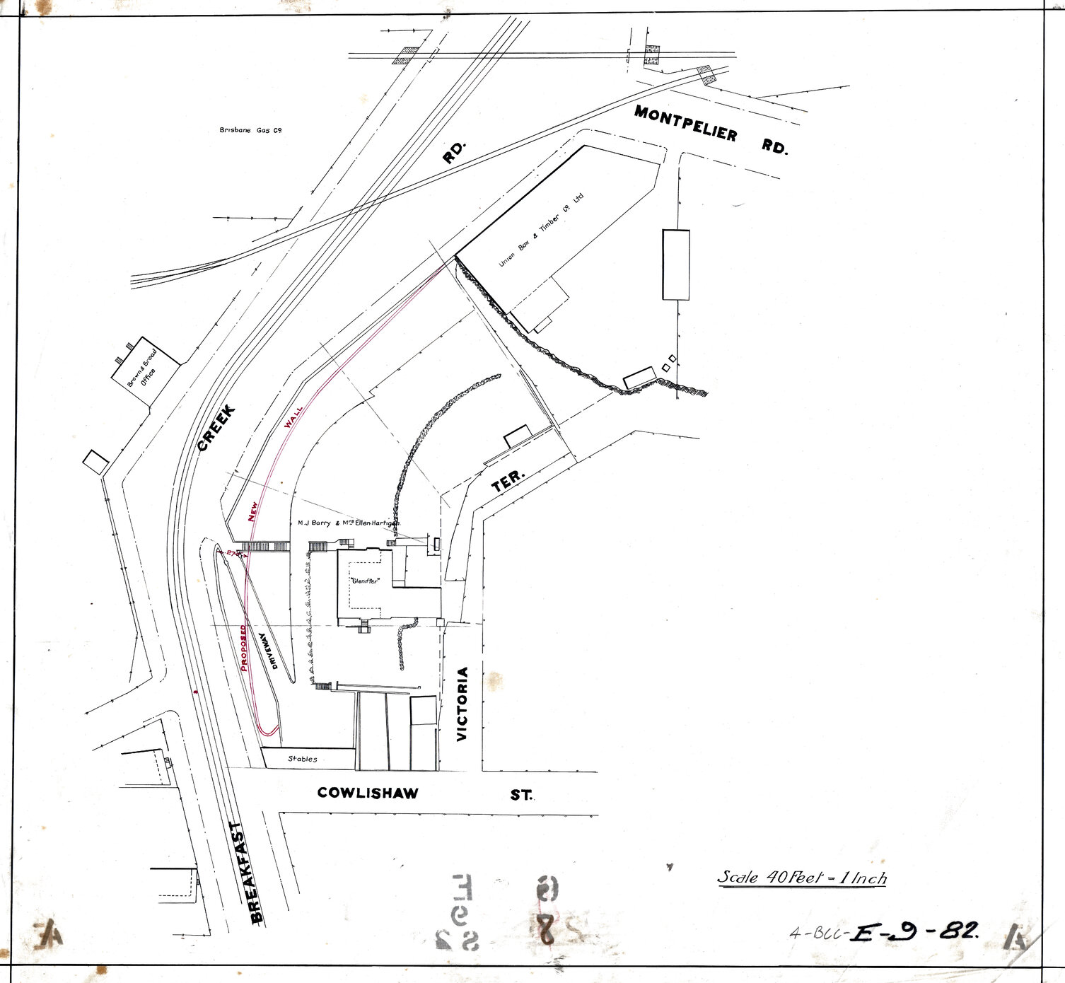 Proposed widening of Breakfast Creek Road, including sketch of house "Gleniffer", Bowen Hills - 1915