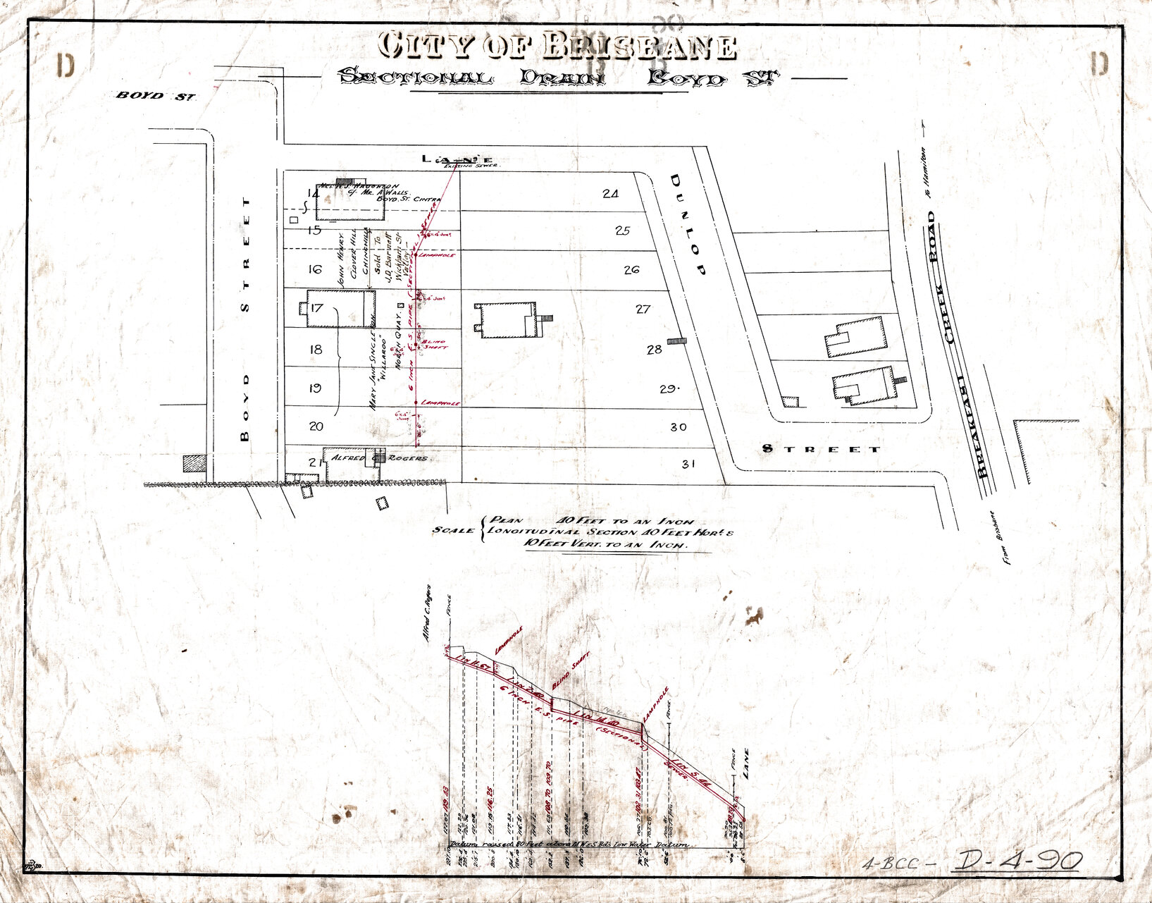 Boyd Street sectional drain, Bowen Hills - 1920