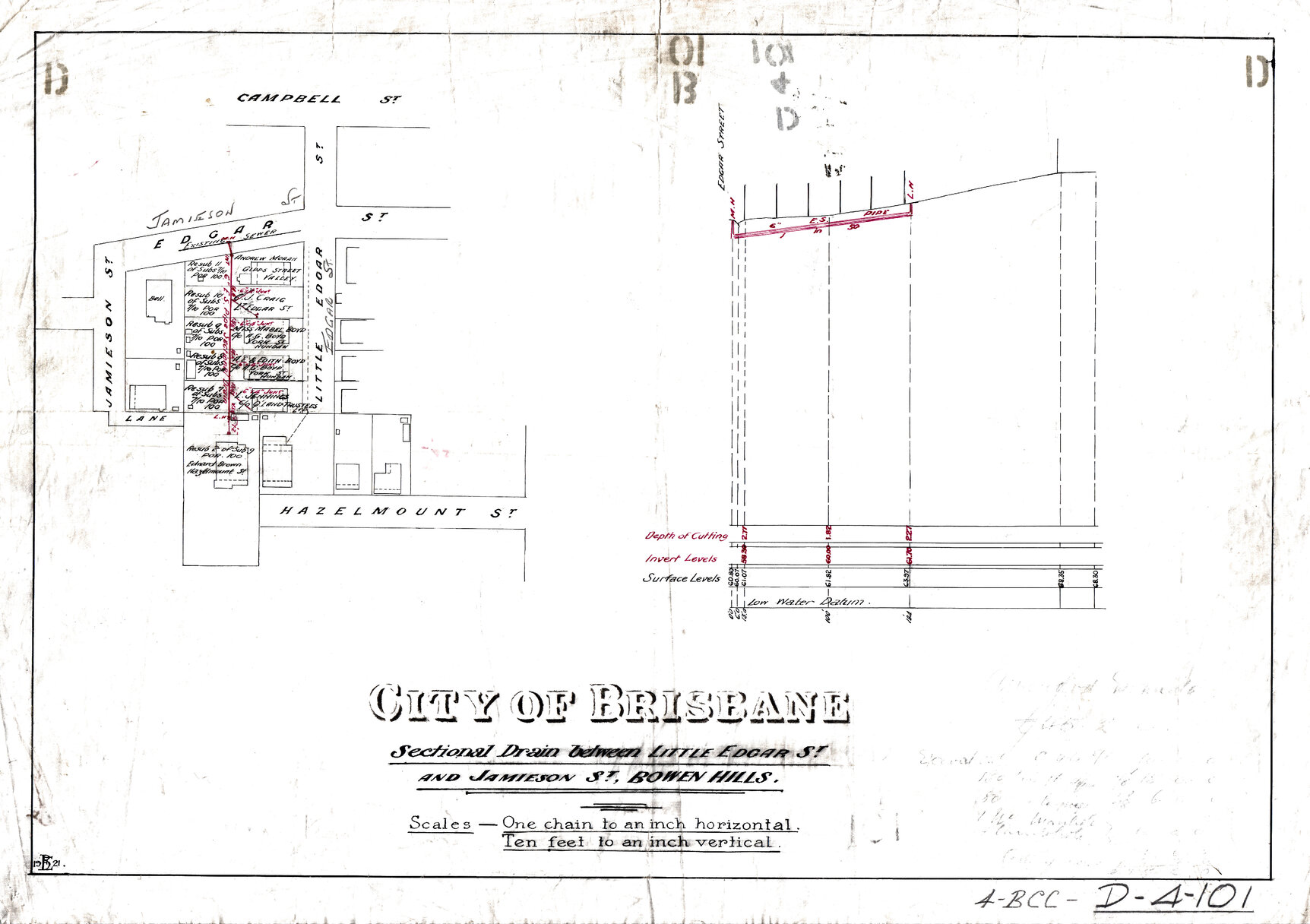 Sectional drain between Edgar and Jamieson Street, Bowen Hills - 1921