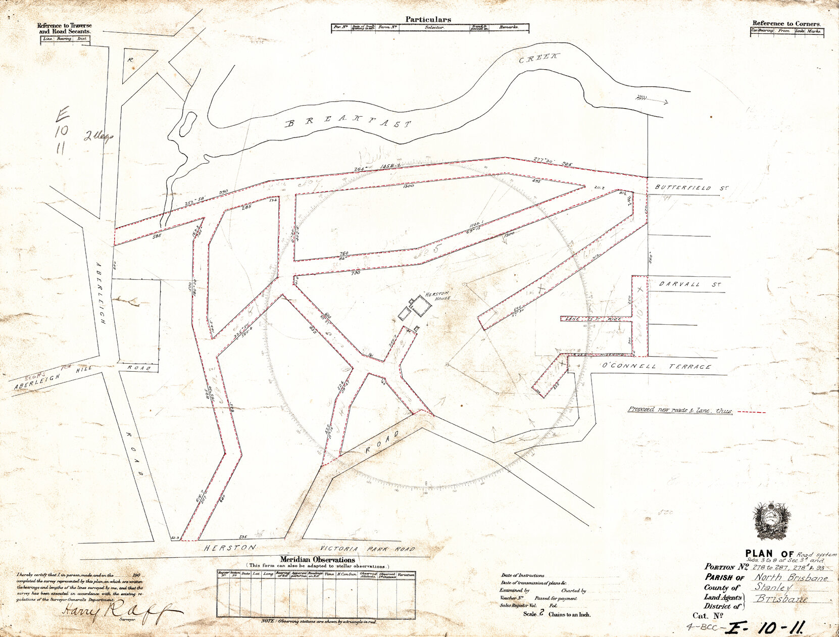 Survey plan showing area around Herston House - c.1910