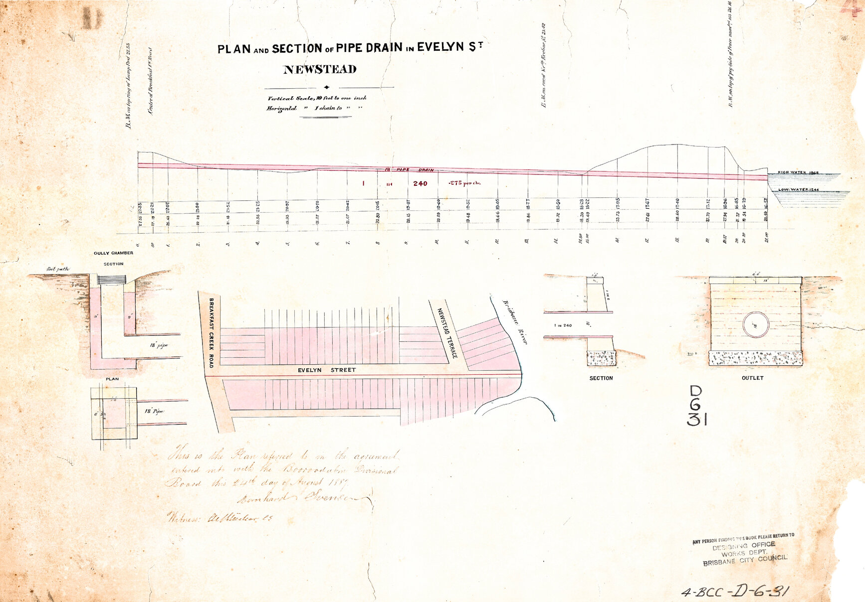 Pipe drain in Evelyn Street, Newstead - 1887