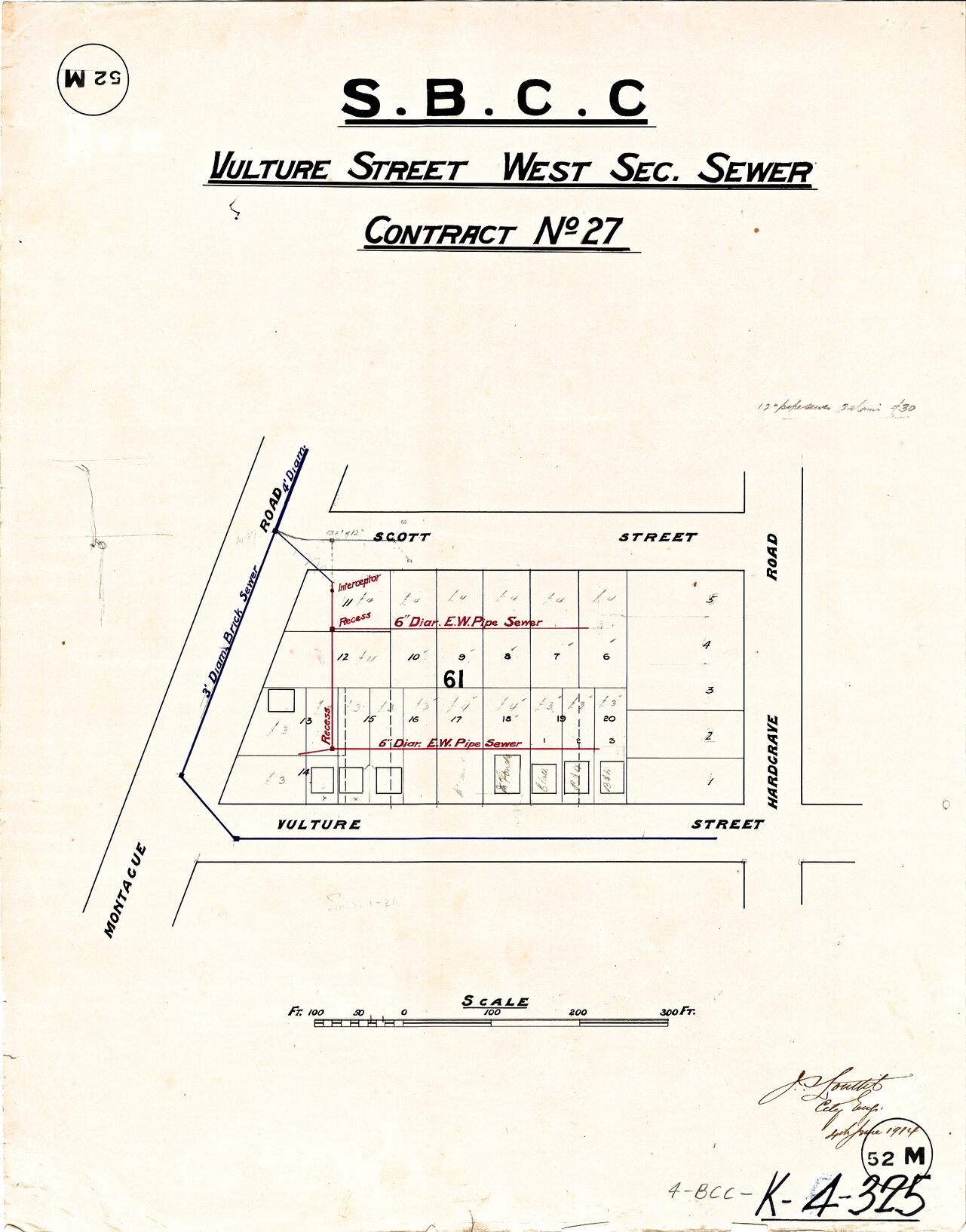 Vulture Street west sectional sewer, West End - 1914