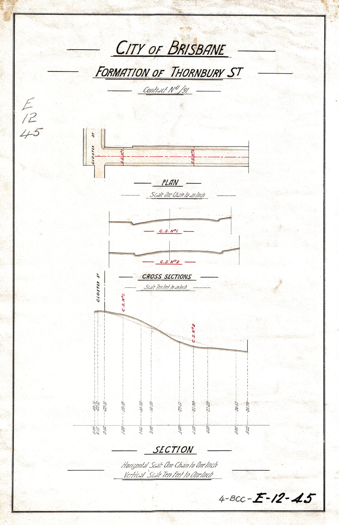 Plan showing sections Thornton Street to ferry landing and police lock up, Kangaroo Point
