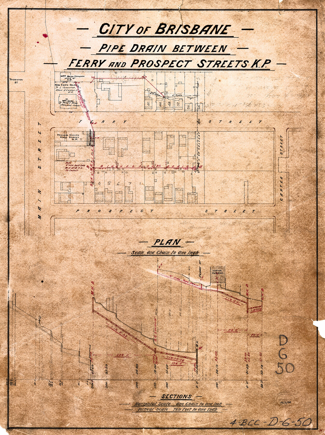 Pipe drain between Ferry and Prospect Street, Kangaroo Point - 1908