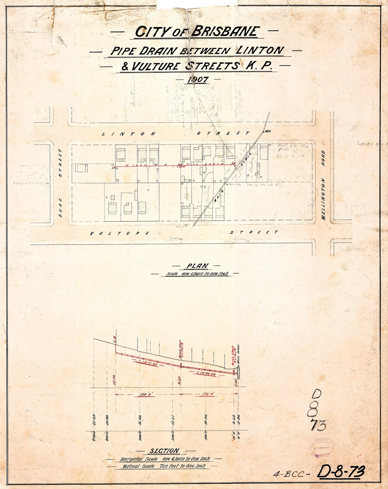 Pipe drain between Linton and Vulture Street, Kangaroo Point - 1907
