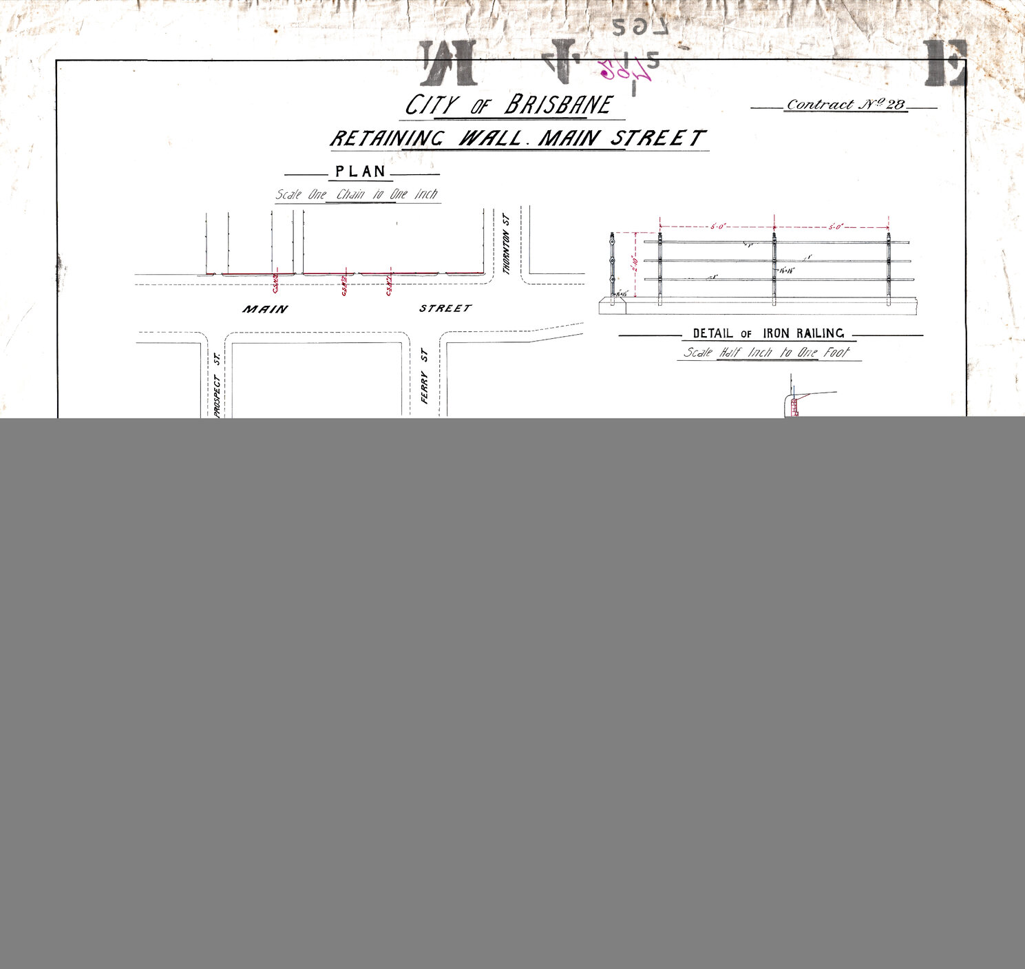 Plan for retaining wall on Main Street, Kangaroo Point  - 1887