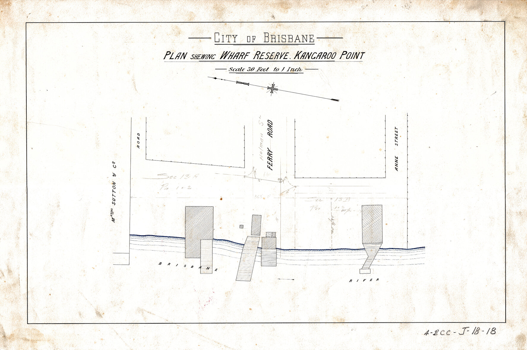 Plan showing wharf reserve, Kangaroo Point