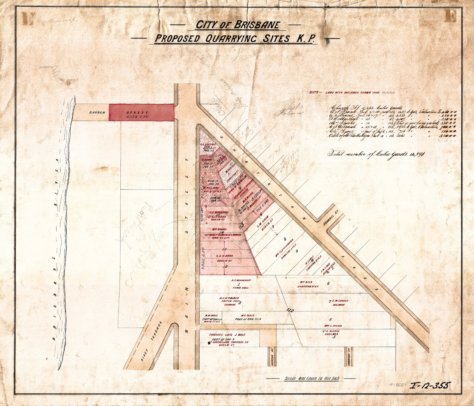 Proposed quarrying sites, Kangaroo Point