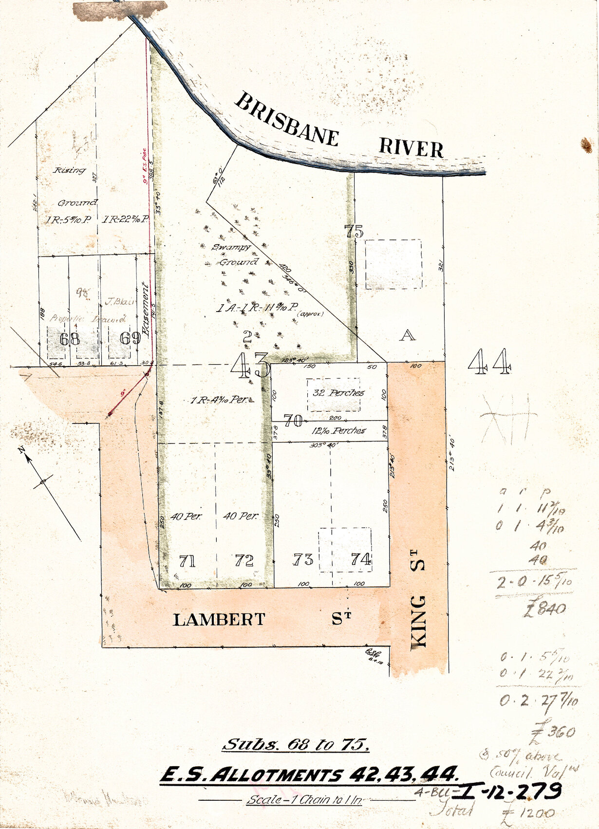 Allotments for Lambert Street and King Street [now Castlebar Street], Kangaroo Point - 1890