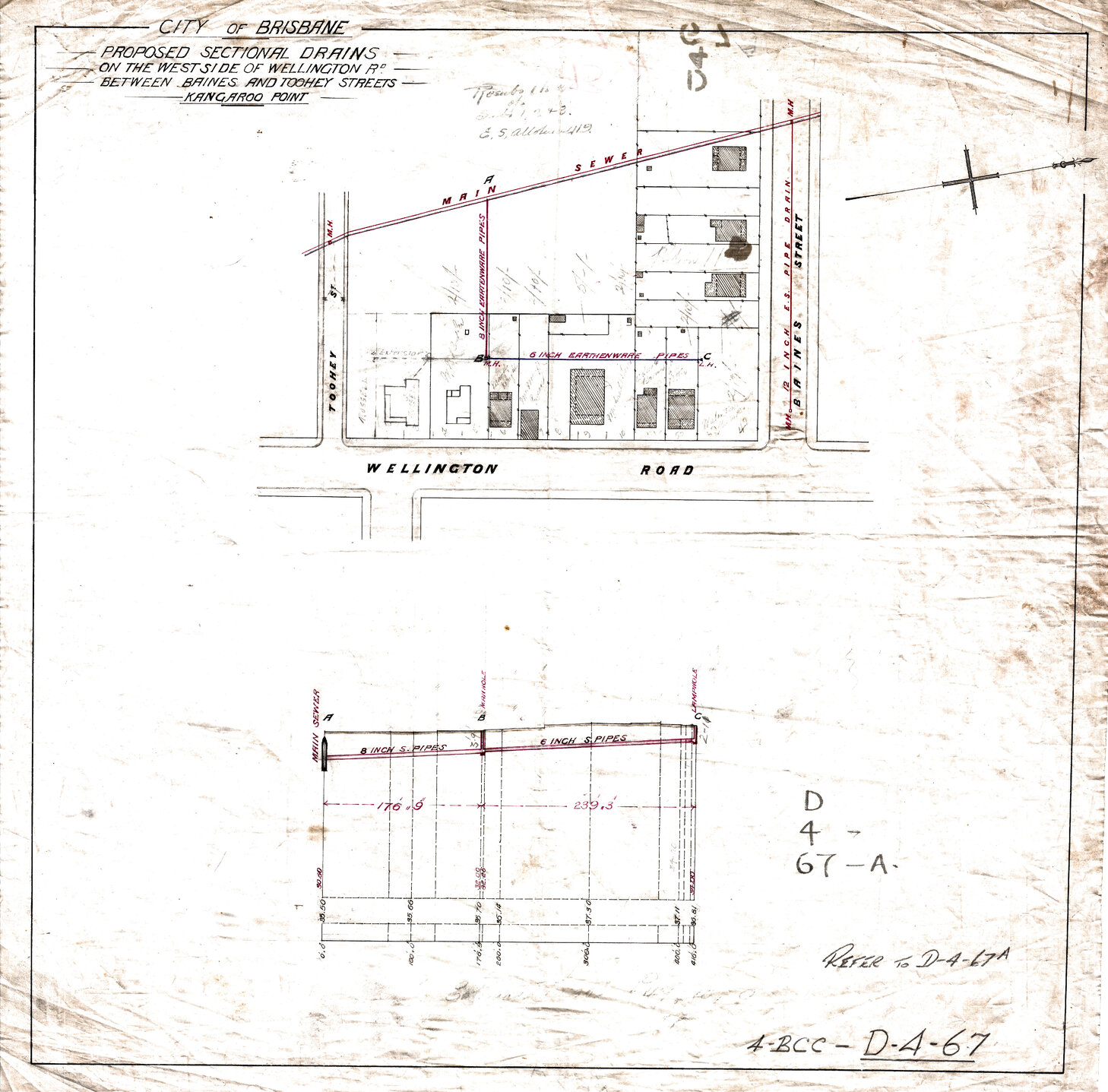 Proposed sectional drains, Wellington Road, between Baines and Toohey Street, Kangaroo Point