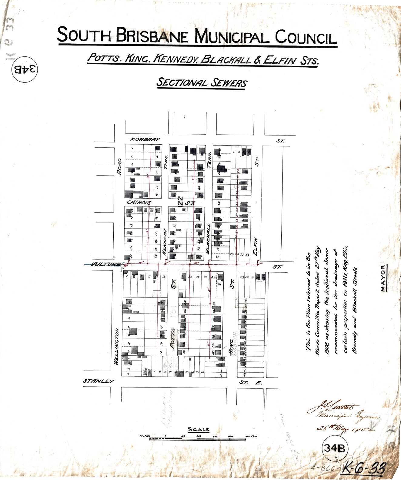 Potts, King [Lisburn], Kennedy, Blackall and Elfin Street sectional sewers, East Brisbane  - 1901 
