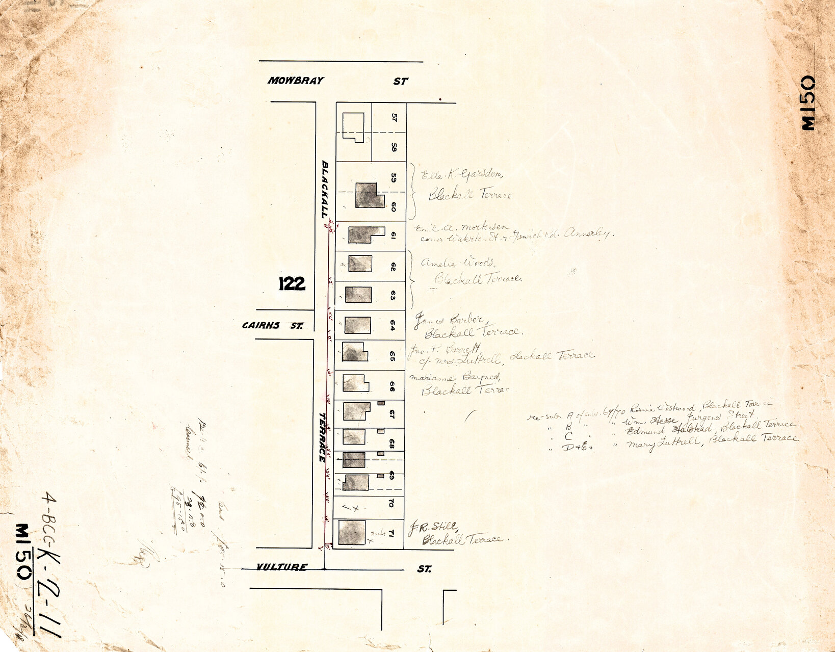 Blackall Terrace house and property owners, East Brisbane - 1918