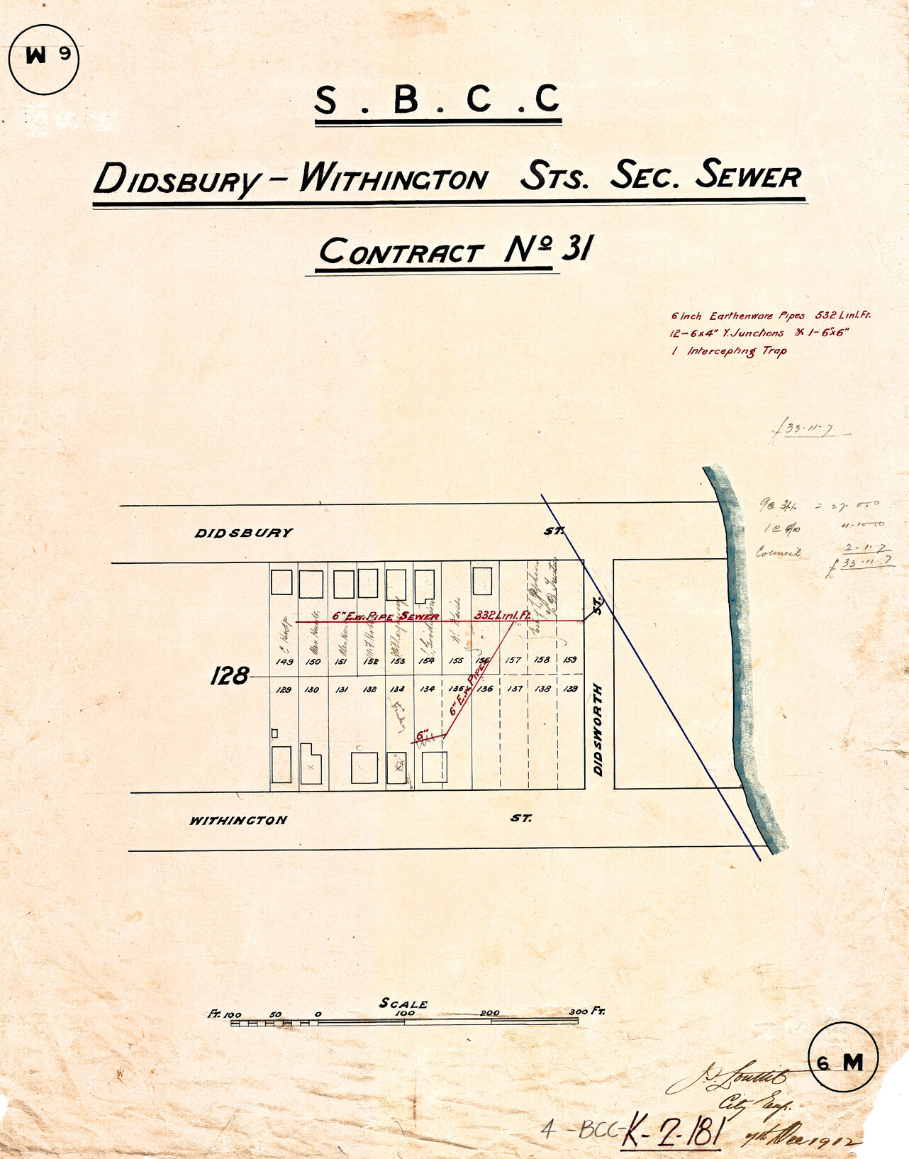 Didsbury to Withington Streets sectional sewer, East Brisbane - 1902, 1912